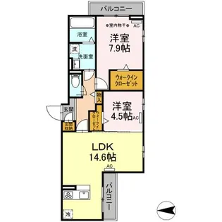 2LDKの間取り画像