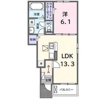 グレイスフル キノミヤ 331【1階】の間取り