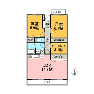 2SLDKの間取り画像