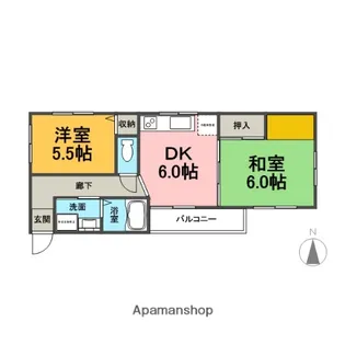 シャンブル28【N-2号室】の間取り