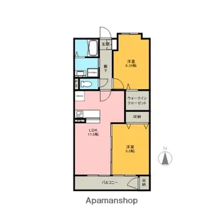 2LDKの間取り画像