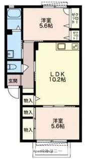 ディアス下土狩【C206号室】の間取り