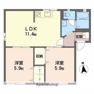 フレグランス若葉【B101号室】の間取り