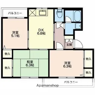 グランメール千本B【2階】の間取り