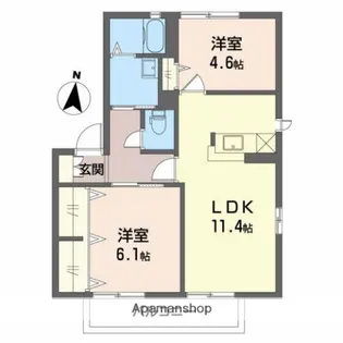 ハイ・ビレッジA【2階】の間取り