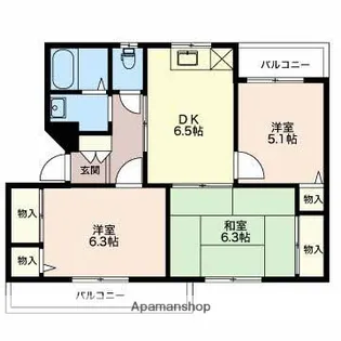 グランメール千本C【3階】の間取り