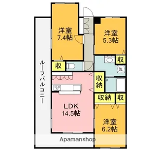 メゾン・ドゥ・アンダルシア【3階】の間取り