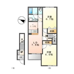 OCEAN TWINS B棟【2階】の間取り