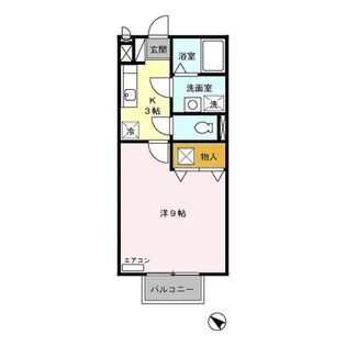 サンハイムカワムラB【1階】の間取り