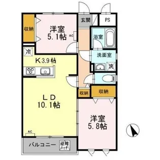 ヴィ フォンテ【2階】の間取り