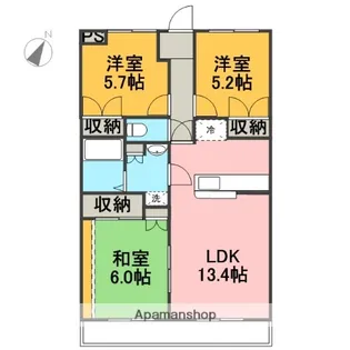 コーナス・ガーデンB棟【1階】の間取り