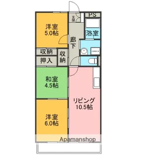 ドミールK壱番館・弐番館【1-202号室】の間取り