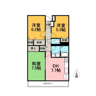 アビタシオン松長【3階】の間取り