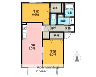 ガーデンコート西添【1階】の間取り