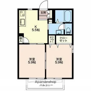 ルミエール大坂【A203号室】の間取り