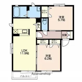 アベニュー日垣田A【101号室】の間取り