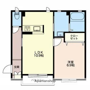 キャメロット【A102号室】の間取り