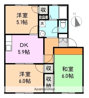 クレール富士岡【1階】の間取り