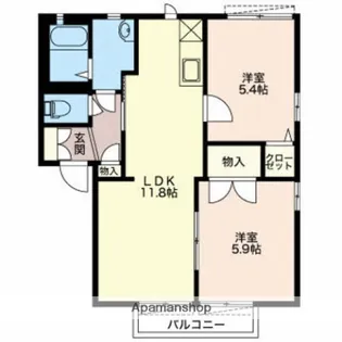 ONE’S HOME 上の原A【102号室】の間取り