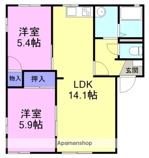 フレグランス中伊豆【B-101号室】の間取り