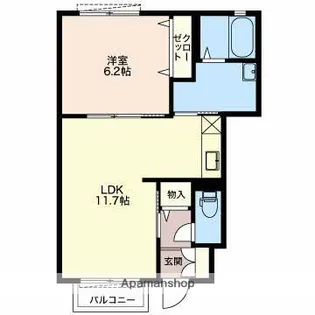 アベニュー向【D102号室】の間取り