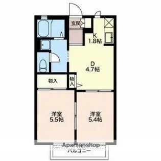 ファミール幸F【2階】の間取り