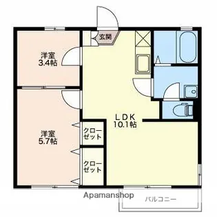 ルミエールタムラB【2階】の間取り