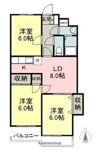 コーポ中山B棟【1階】の間取り