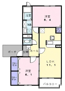 ユンヌバーグB【1階】の間取り