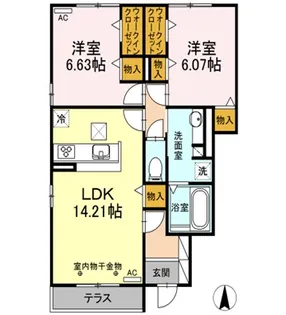 シックル フィールド【1階】の間取り