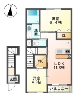 アンソレイエ シモムラ【2階】の間取り