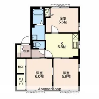 サンモール大坂C【102号室】の間取り