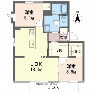 フレグランス御殿場【1階】の間取り
