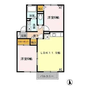 便船塚ハイツ B【2階】の間取り