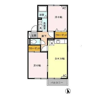 カーサ二の岡 B【2階】の間取り