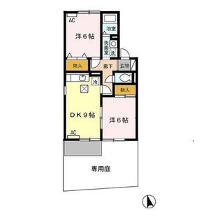 カーサ二の岡 B【1階】の間取り