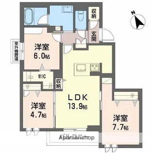 ヴィアソーレ【3階】の間取り
