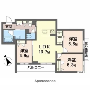 ヴィアソーレ【3階】の間取り