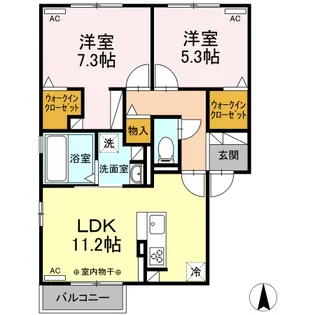 エスポワールYVI【2階】の間取り