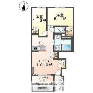 御殿場市御殿場アパート【1階】の間取り