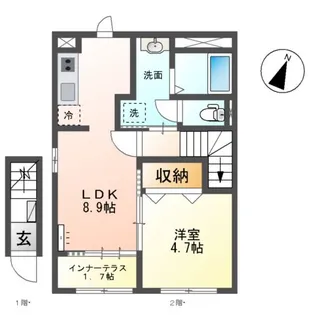 キャトルセゾン【2階】の間取り