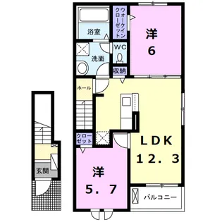 エスパインⅡ【2階】の間取り