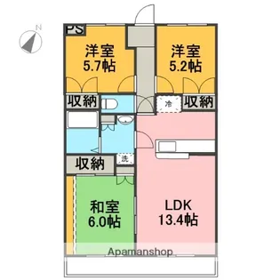 コーナス・ガーデンB棟【2階】の間取り