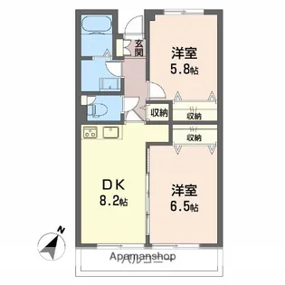 サンロード伊豆【402号室】の間取り