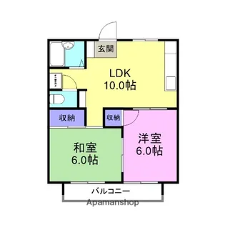 カームハイツ河内【1階】の間取り