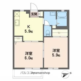 リバーサイドメゾン【102号室】の間取り