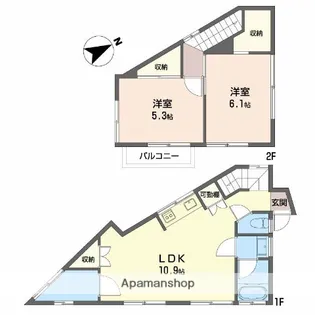静岡県三島市加茂【テラスハウス】の間取り