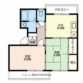 グランメール千本D【1階】の間取り