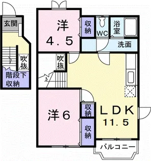 ソレアード・パティオ A【2階】の間取り