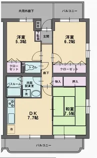 フランヴィエルジュ【1階】の間取り